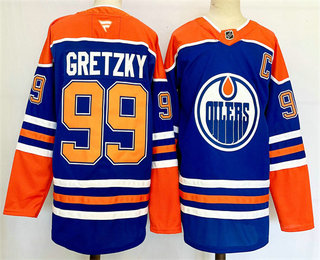 Men's Edmonton Oilers #99 Wayne Gretzky Royal 2024 Stitched Jersey