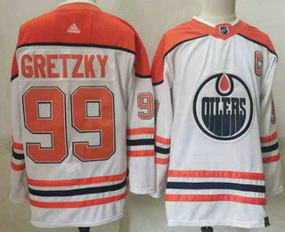 Men's Edmonton Oilers #99 Wayne Gretzky White 2021 Reverse Retro Stitched NHL Jersey