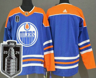 Men's Edmonton Oilers Blank Blue 2024 Stanley Cup Final Authentic Jersey