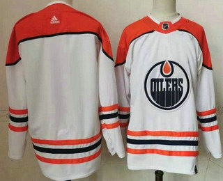 Men's Edmonton Oilers Blank White 2021 Reverse Retro Stitched NHL Jersey