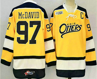 Men's Erie Otters #97 Connor McDavid Yellow Authentic Jersey