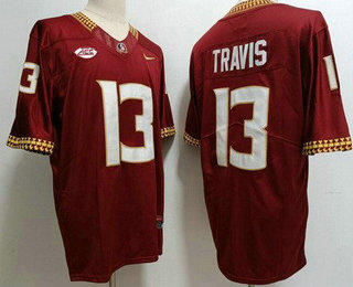 Men's FSU Florida State Seminoles #13 Jordan Travis Red College Football Jersey