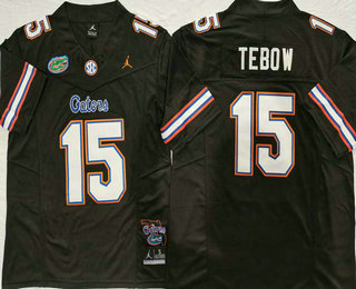 Men's Florida Gators #15 Tim Tebow Black FUSE College Stitched Jersey