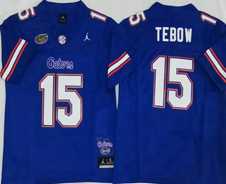 Men's Florida Gators #15 Tim Tebow Blue FUSE College Stitched Jersey