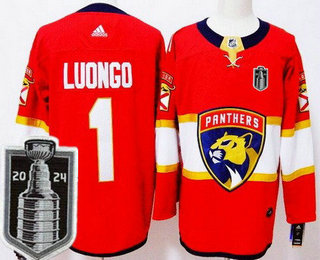 Men's Florida Panthers #1 Roberto Luongo Red 2024 Stanley Cup Final Authentic Jersey