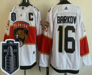 Men's Florida Panthers #16 Aleksander Barkov White 2023 Stanley Cup Final Authentic Jersey