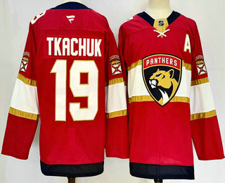 Men's Florida Panthers #19 Matthew Tkachuk Black 2024 With C Patch Stitched Jersey