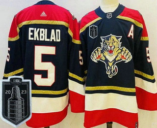 Men's Florida Panthers #5 Aaron Ekblad Navy Reverse Retro 2023 Stanley Cup Final Authentic Jersey