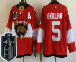 Men's Florida Panthers #5 Aaron Ekblad Red 2023 Stanley Cup Final Authentic Jersey