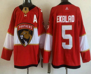 Men's Florida Panthers #5 Aaron Ekblad Red Authentic Jersey