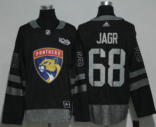 Men's Florida Panthers #68 Jaromir Jagr Black 100th Anniversary Adidas Stitched NHL 2017 Hockey Jersey