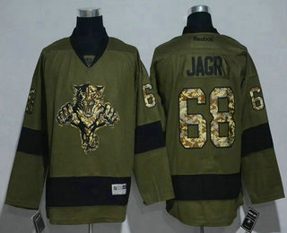 Men's Florida Panthers #68 Jaromir Jagr Reebok Green Camo Player Jersey