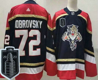 Men's Florida Panthers #72 Sergei Bobrovsky Navy Reverse Retro 2023 Stanley Cup Final Authentic Jersey