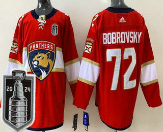 Men's Florida Panthers #72 Sergei Bobrovsky Red 2024 Stanley Cup Final Authentic Jersey