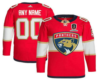 Men's Florida Panthers Active Player Custom Red Home 2024 Stanley Cup Champions Stitched Jersey