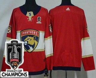 Men's Florida Panthers Blank Red 2024 Stanley Cup Champions Authentic Jersey