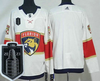 Men's Florida Panthers Blank White 2023 Stanley Cup Final Authentic Jersey