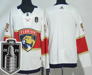 Men's Florida Panthers Blank White 2024 Stanley Cup Final Authentic Jersey