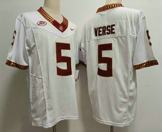 Men's Florida State Seminoles #5 Jared Verse White FUSE College Stitched Jersey