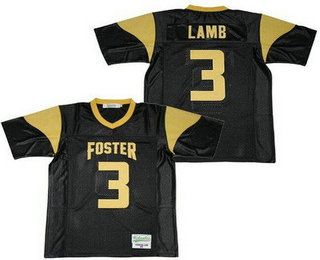 Men's Foster High School #3 CeeDee Lamb Black Football Jersey