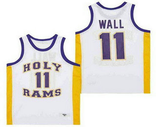 Men's Garner Church Of God Holy Rams #11 John Wall White Hight School Jersey