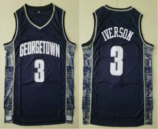 Men's Georgetown Hoyas #3 Allen Iverson Black College Basketball Jersey