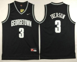 Men's Georgetown Hoyas #3 Allen Iverson Black College Basketball Nike Swingman Jersey