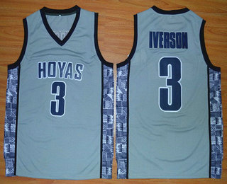 Men's Georgetown Hoyas #3 Allen Iverson Gray College Basketball Nike Swingman Jersey