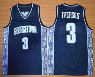 Men's Georgetown Hoyas #3 Allen Iverson Navy Blue College Basketball Nike Swingman Jersey
