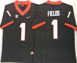 Men's Georgia Bulldogs #1 Justin Fields Black 2017 Vapor Untouchable Stitched Nike NCAA Jersey