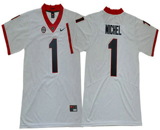 Men's Georgia Bulldogs #1 Sony Michel White 2019 Vapor Untouchable Stitched Nike NCAA Jersey