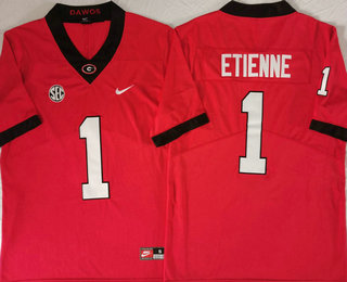 Men's Georgia Bulldogs #1 Trevor Etienne Red Vapor Stitched College Football Jersey