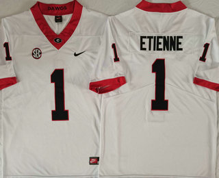 Men's Georgia Bulldogs #1 Trevor Etienne White Vapor Stitched College Football Jersey