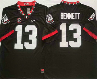 Men's Georgia Bulldogs #13 Stetson Bennett Black 100th 2020 Vapor Untouchable Limited Stitched Nike Jersey