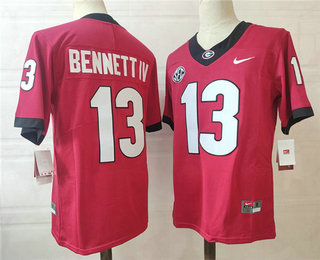 Men's Georgia Bulldogs #13 Stetson Bennett IV Red 2022 Vapor Untouchable Stitched Nike NCAA Jersey