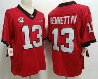 Men's Georgia Bulldogs #13 Stetson Bennett IV Red Diamond 2022 Vapor Untouchable Limited Stitched Nike Jersey