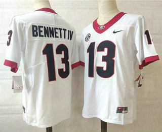 Men's Georgia Bulldogs #13 Stetson Bennett IV White 2022 Vapor Untouchable Stitched Nike NCAA Jersey