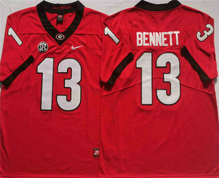 Men's Georgia Bulldogs #13 Stetson Bennett Red 2021 Vapor Untouchable Limited Stitched Nike Jersey