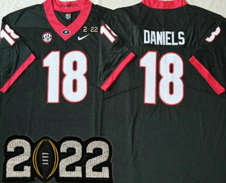 Men's Georgia Bulldogs #18 JT Daniels Black 2022 Champions College Football Jersey