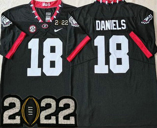 Men's Georgia Bulldogs #18 JT Daniels Black Alternate 2022 Champions College Football Jersey