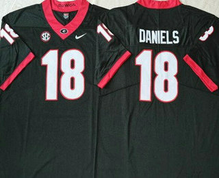 Men's Georgia Bulldogs #18 JT Daniels Black College Football Jersey