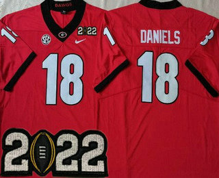 Men's Georgia Bulldogs #18 JT Daniels Red 2022 Champions College Football Jersey