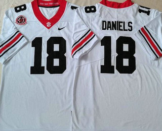 Men's Georgia Bulldogs #18 JT Daniels White Alternate College Football Jersey