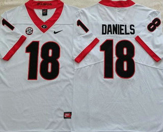 Men's Georgia Bulldogs #18 JT Daniels White College Football Jersey