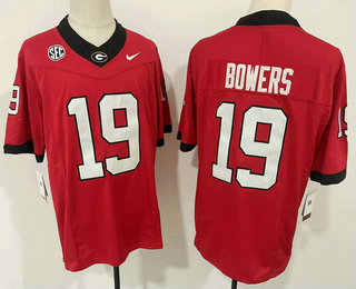 Men's Georgia Bulldogs #19 Brock Bowers Red FUSE College Football Jersey