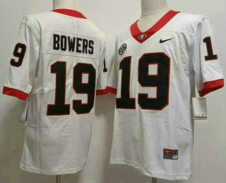 Men's Georgia Bulldogs #19 Brock Bowers White 2020 Vapor Untouchable Limited Stitched Nike Jersey