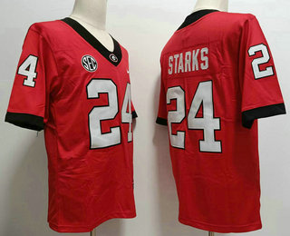 Men's Georgia Bulldogs #24 Malaki Starks Red 2022 College Football Jersey
