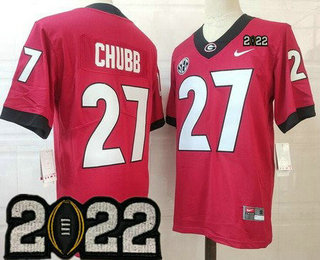 Men's Georgia Bulldogs #27 Nick Chubb Red 2022 Champions College Football Jersey