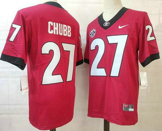 Men's Georgia Bulldogs #27 Nick Chubb Red College Football Jersey