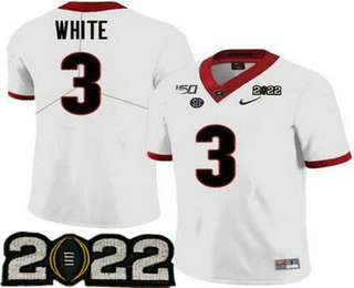 Men's Georgia Bulldogs #3 Zamir White White 2022 Champions College Football Jersey